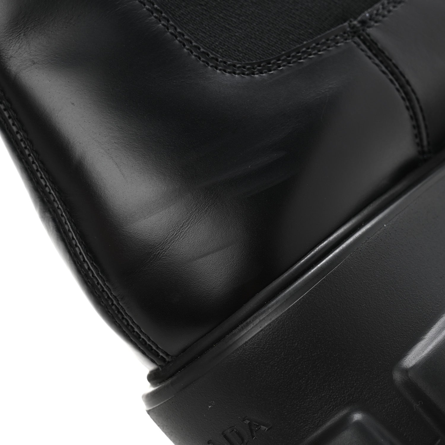 Prada Spazzolato Rois Triangle Monolith Chelsea 55mm Boots 40.5 Black 10 of 10