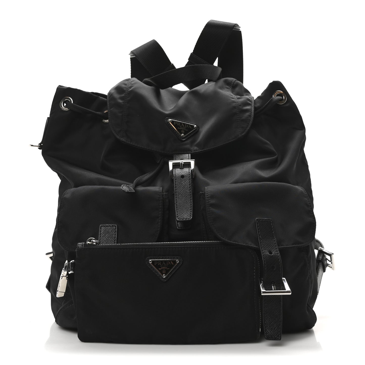 Re-Nylon Vela Saffiano Medium Backpack Black