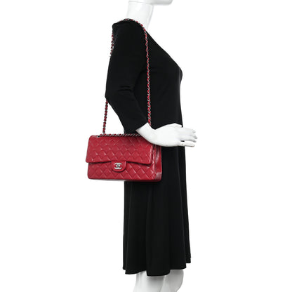 Chanel Caviar Quilted Medium Double Flap Dark Red 2 of 15