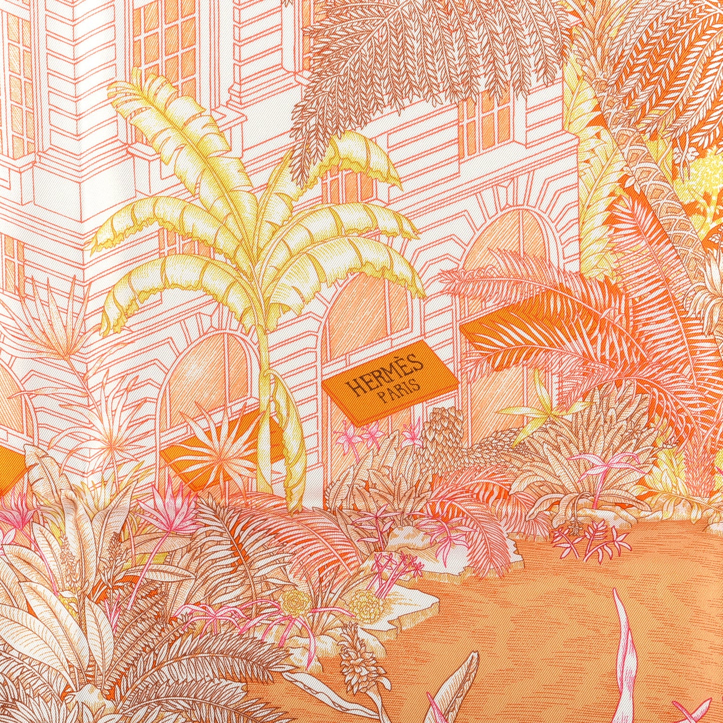 Silk Faubourg Tropical Scarf 90 Orange Mangue Rose