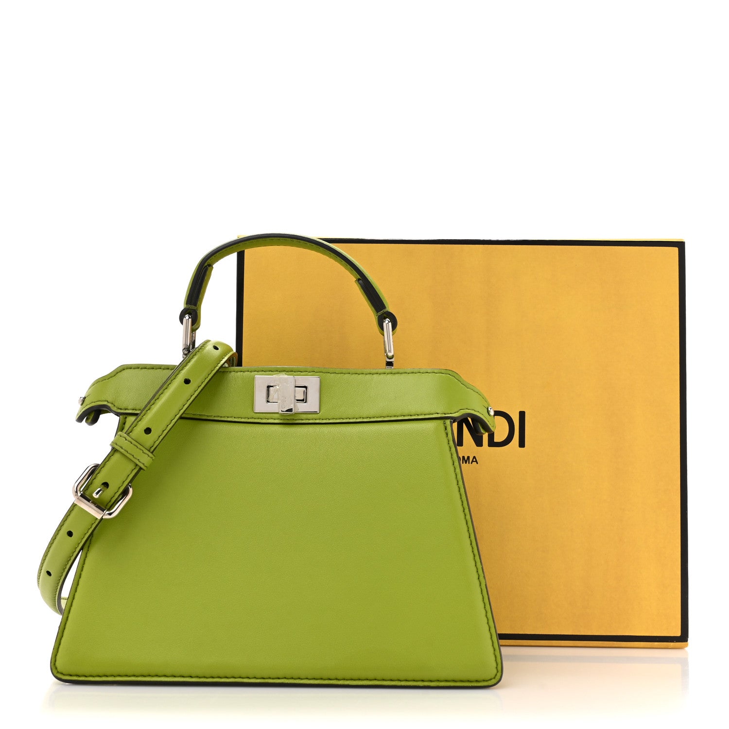 Fendi Shiny Nappa Petite Peekaboo I SEE U Satchel Verde Mela 16 of 16