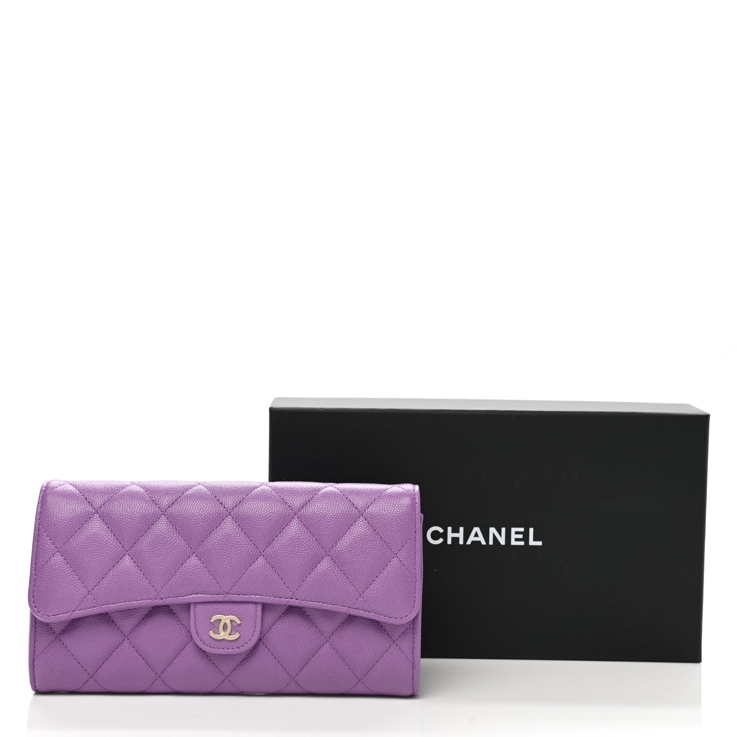 Chanel Caviar Quilted Large Flap Wallet Purple 10 of 10