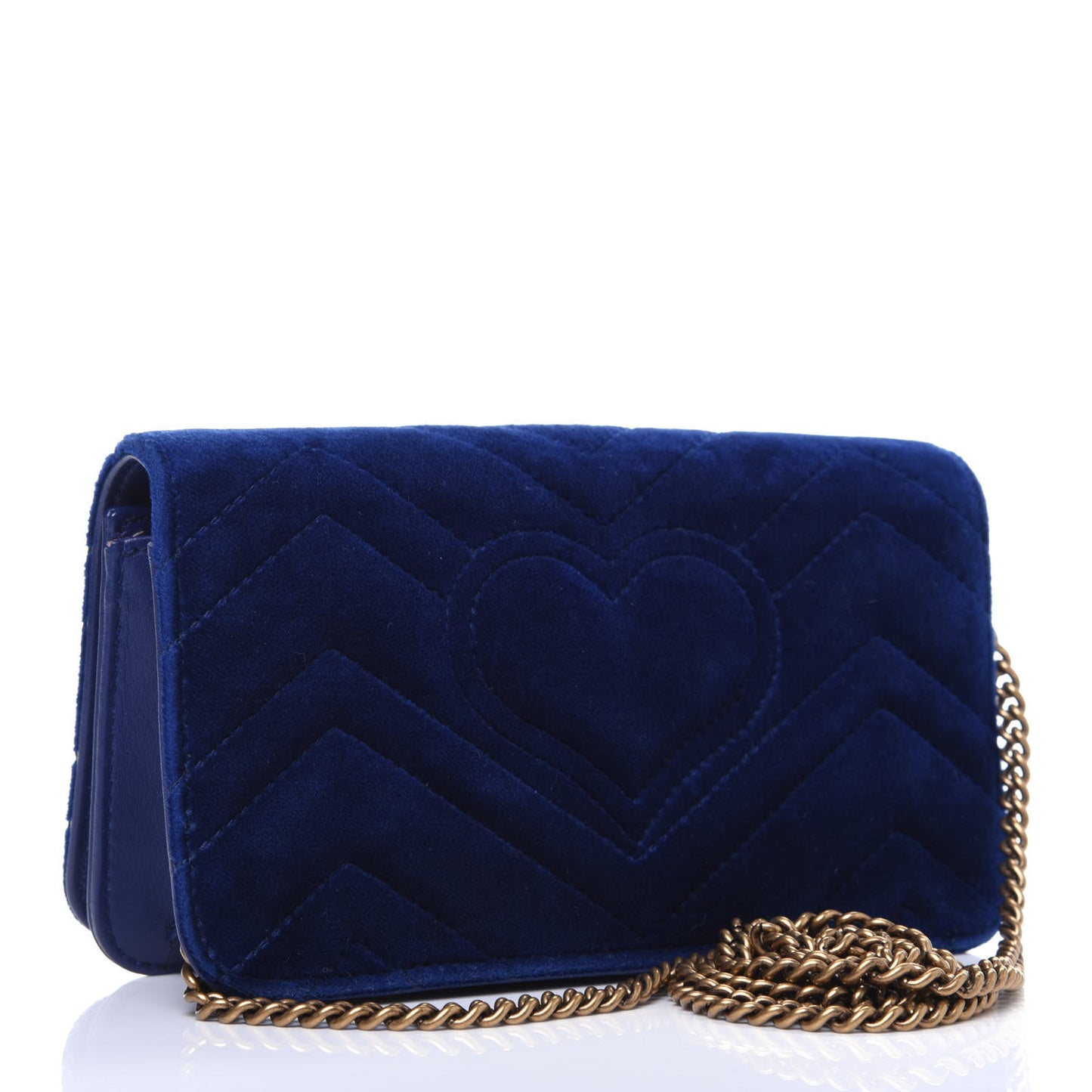 Velvet Matelasse GG Marmont Mini Bag Cobalt Blue
