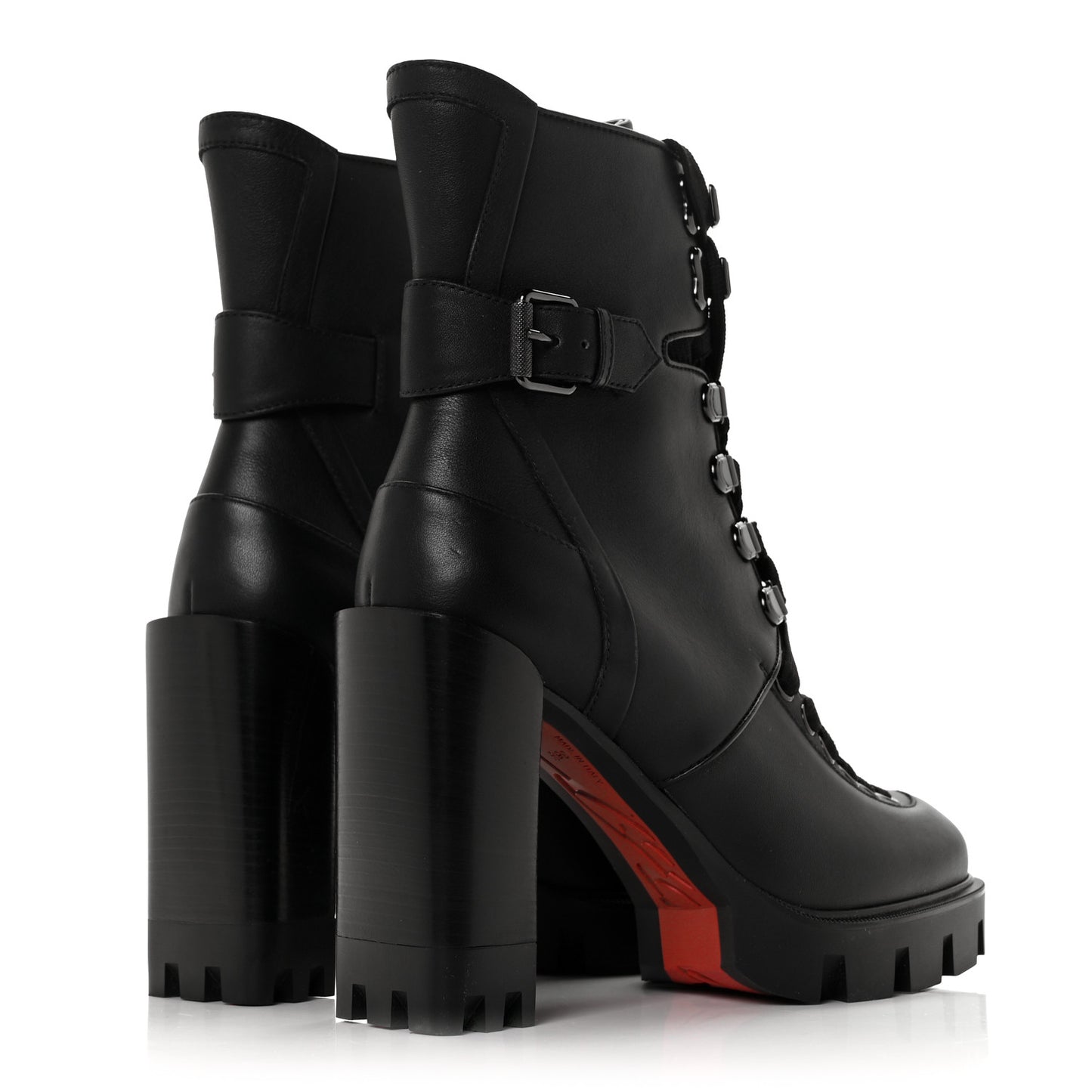 Calfskin Macademia 100 Biker Platform Boots 36.5 Black