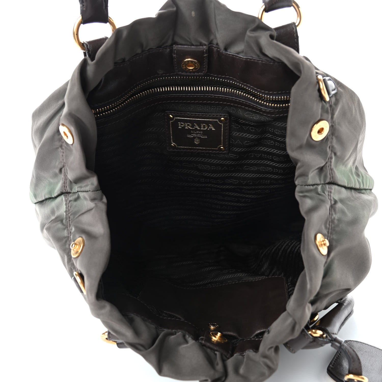 Prada Tessuto Nylon Jacquard Logo Tote Fumo 4 of 5