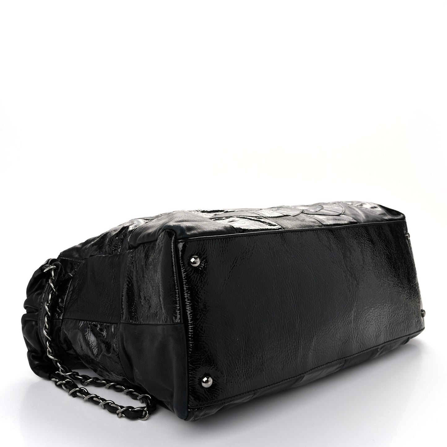 Lambskin Patent Calfskin Brooklyn Patchwork Hobo Black