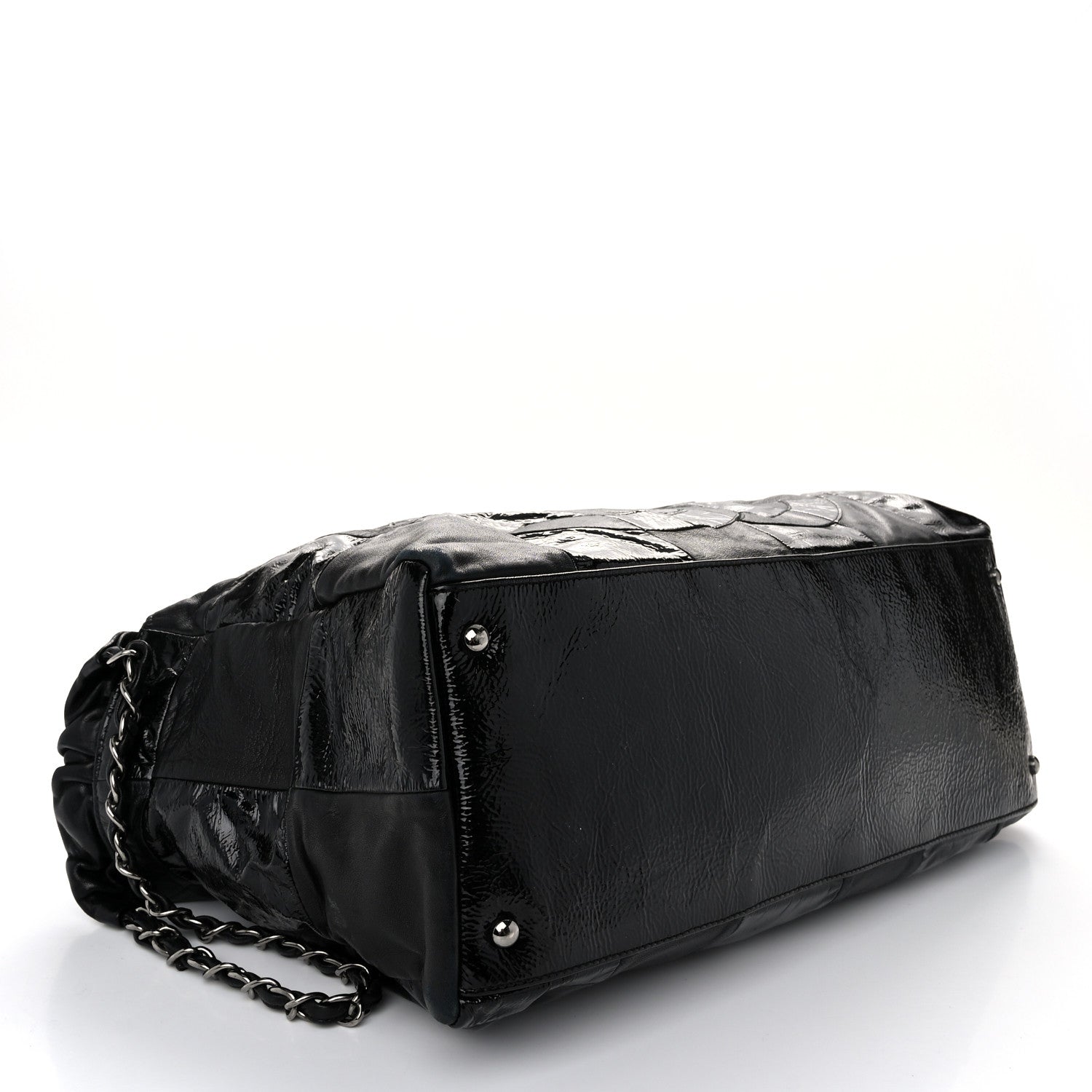Chanel Lambskin Patent Calfskin Brooklyn Patchwork Hobo Black 4 of 11