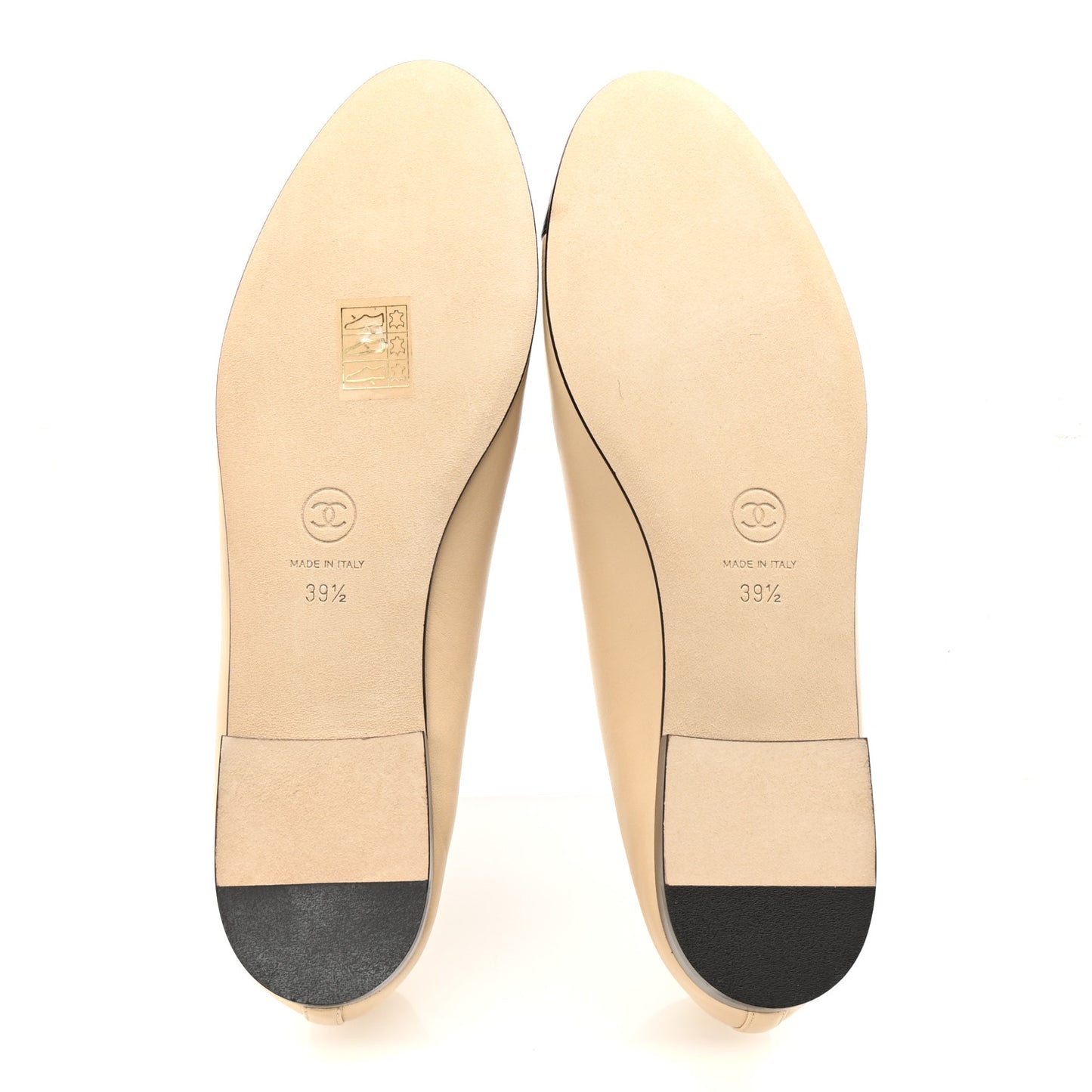 Lambskin Cap Toe CC Ballerina Flats 39.5 Beige Black