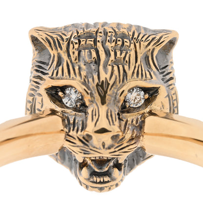 Gucci 18K Yellow Gold Pink Opal Diamond Le Marché Des Merveilles Feline Ring 53 6.25 5 of 6