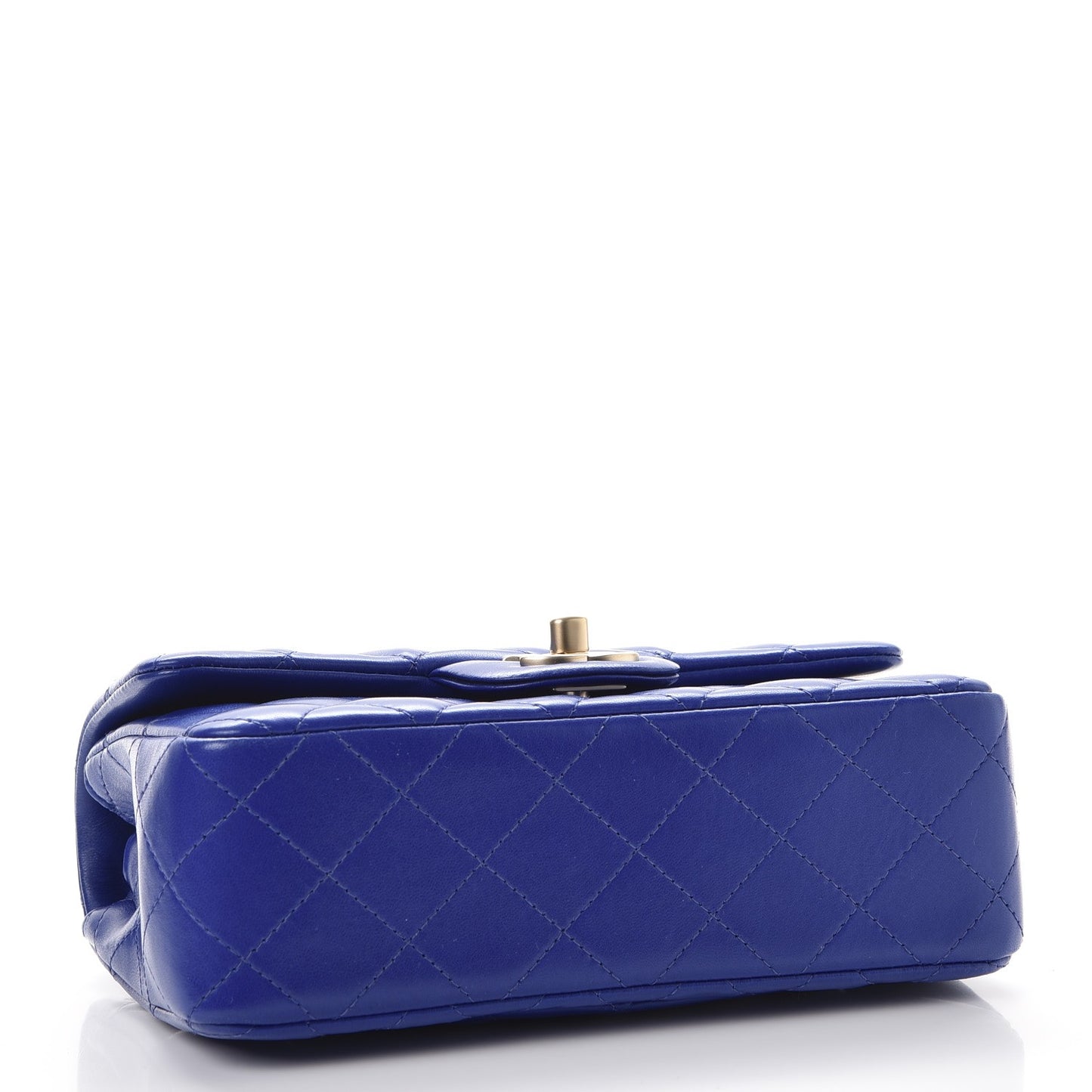 Lambskin Quilted Mini Rectangular Flap Dark Blue