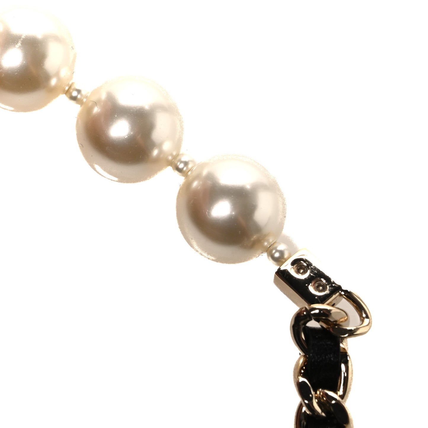 Lambskin Quilted Pearl Wallet On Chain WOC Black