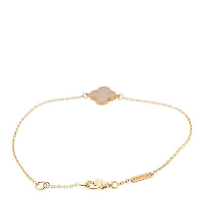 Van Cleef & Arpels 18K Yellow Gold Mother of Pearl Sweet Alhambra Bracelet 3 of 8