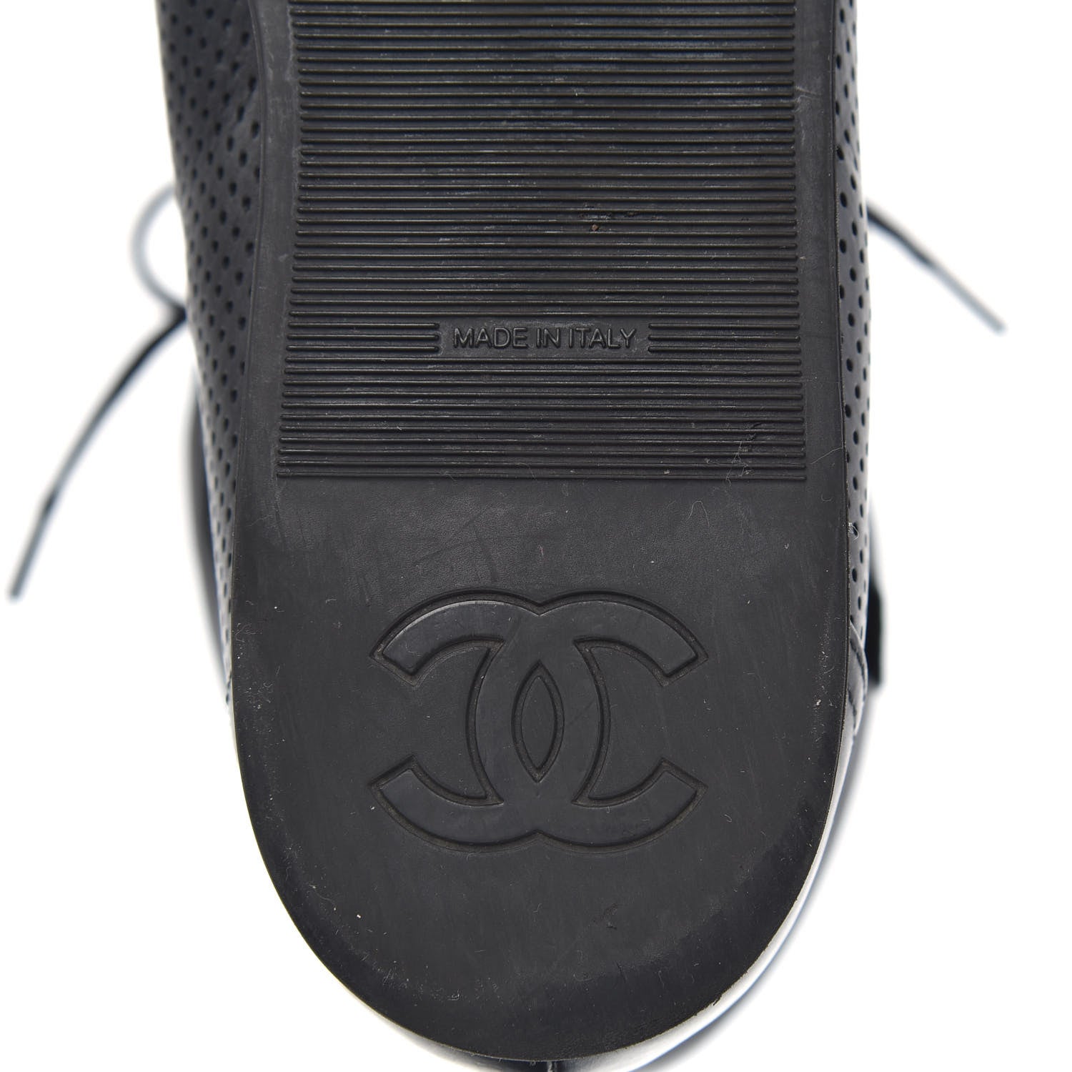 Chanel Perforated Lambskin High Top CC Sneaker Boots 38 Black 6 of 6