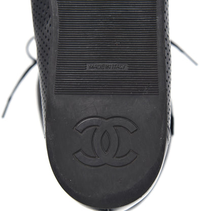 Chanel Perforated Lambskin High Top CC Sneaker Boots 38 Black 6 of 6