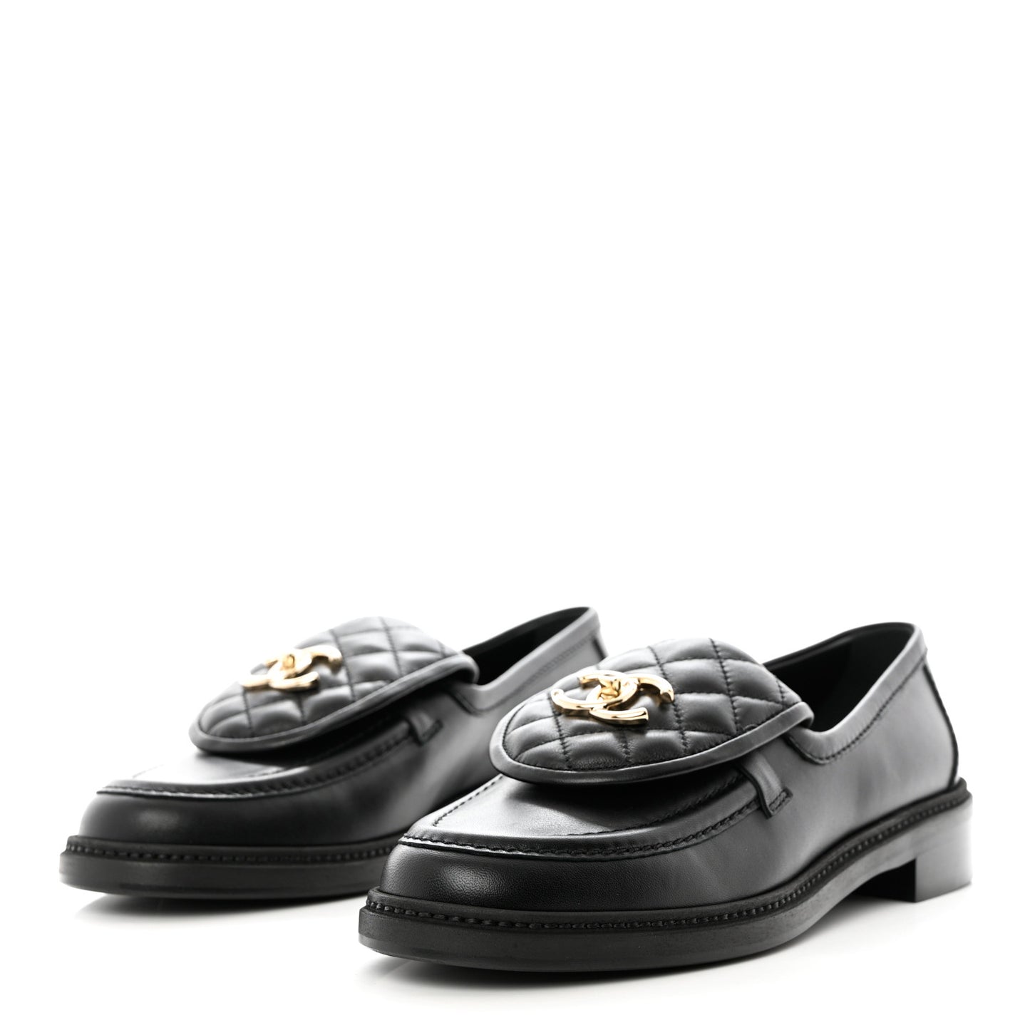 Lambskin Quilted CC Turnlock Loafers 39.5 Black