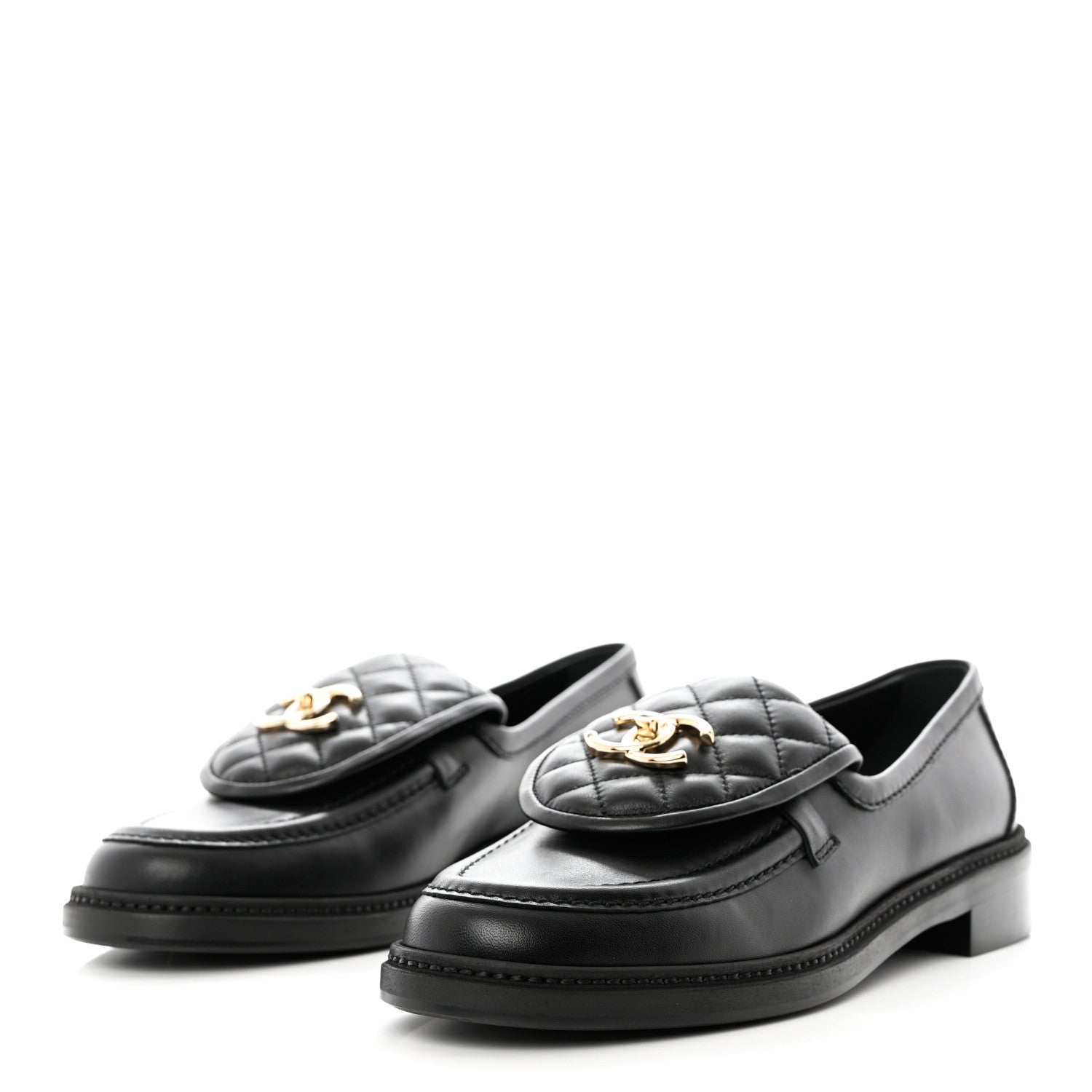 Chanel Lambskin Quilted CC Turnlock Loafers 39.5 Black 3 of 9