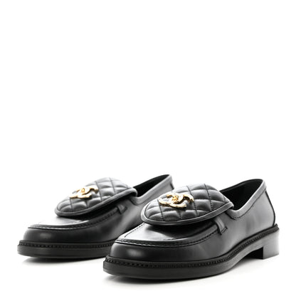 Chanel Lambskin Quilted CC Turnlock Loafers 39.5 Black 3 of 9