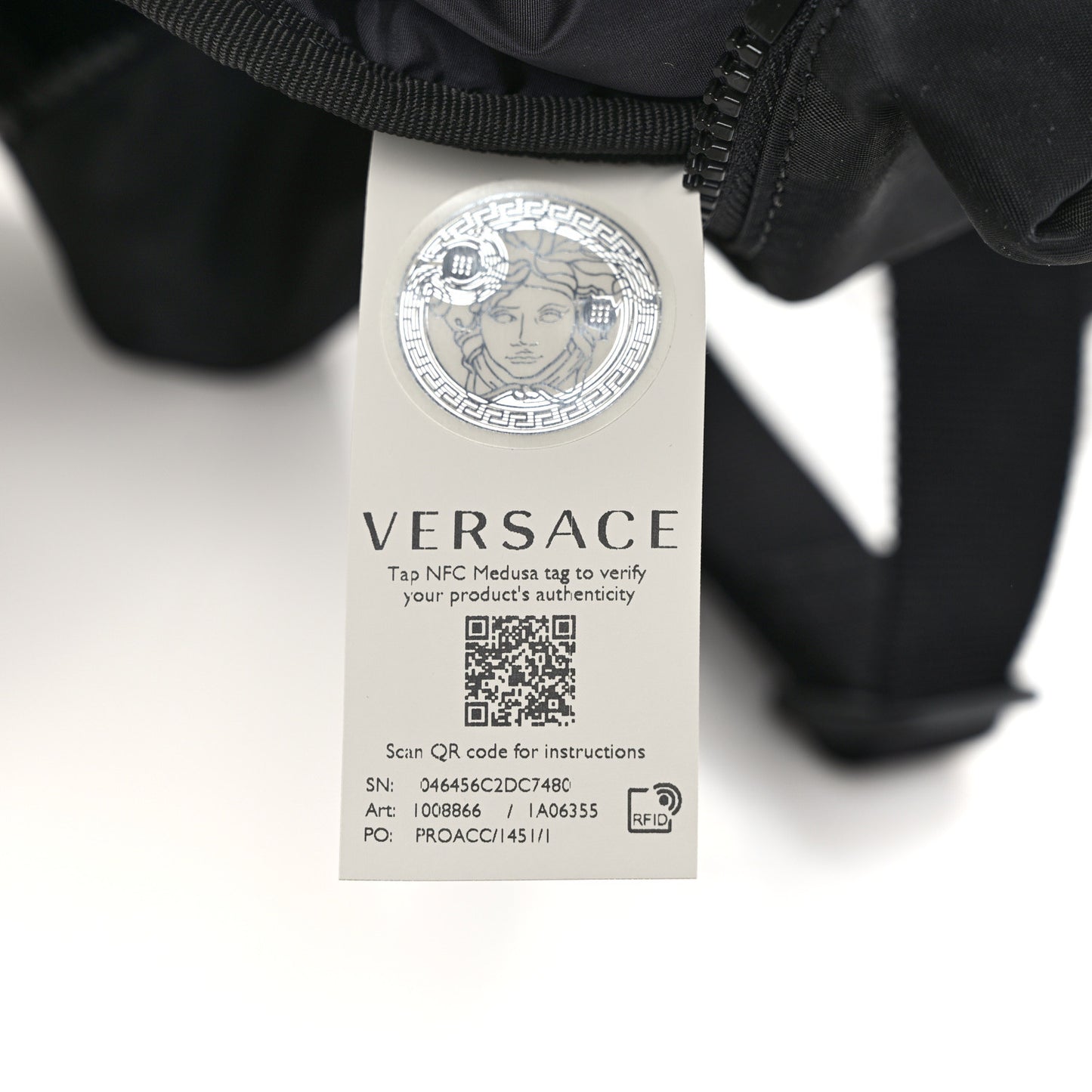 Nylon Palazzo Medusa Belt Bag Black Ruthenium
