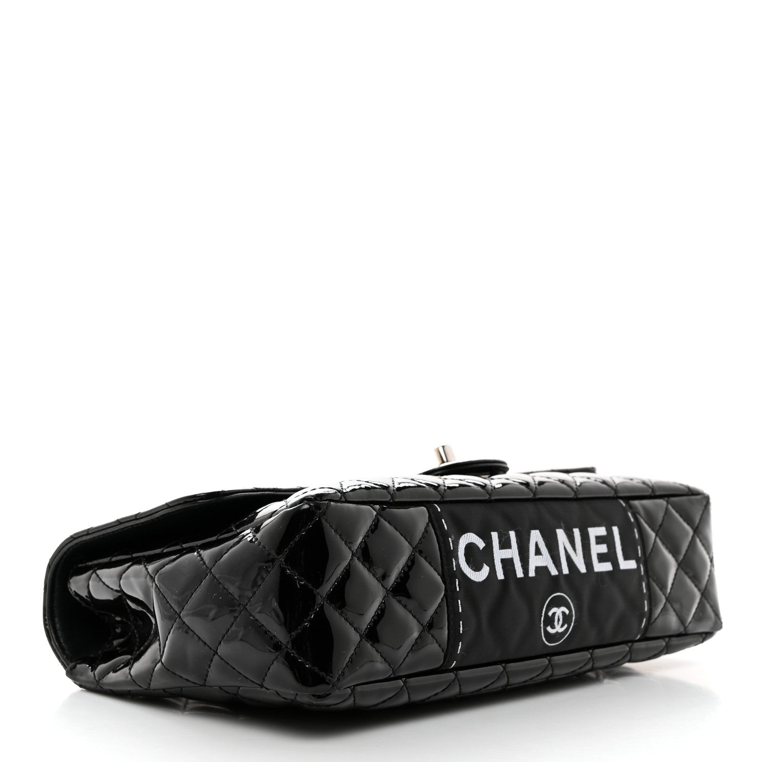 Chanel Iridescent Patent Quilted Secret Label Medium Flap Black 4 of 11