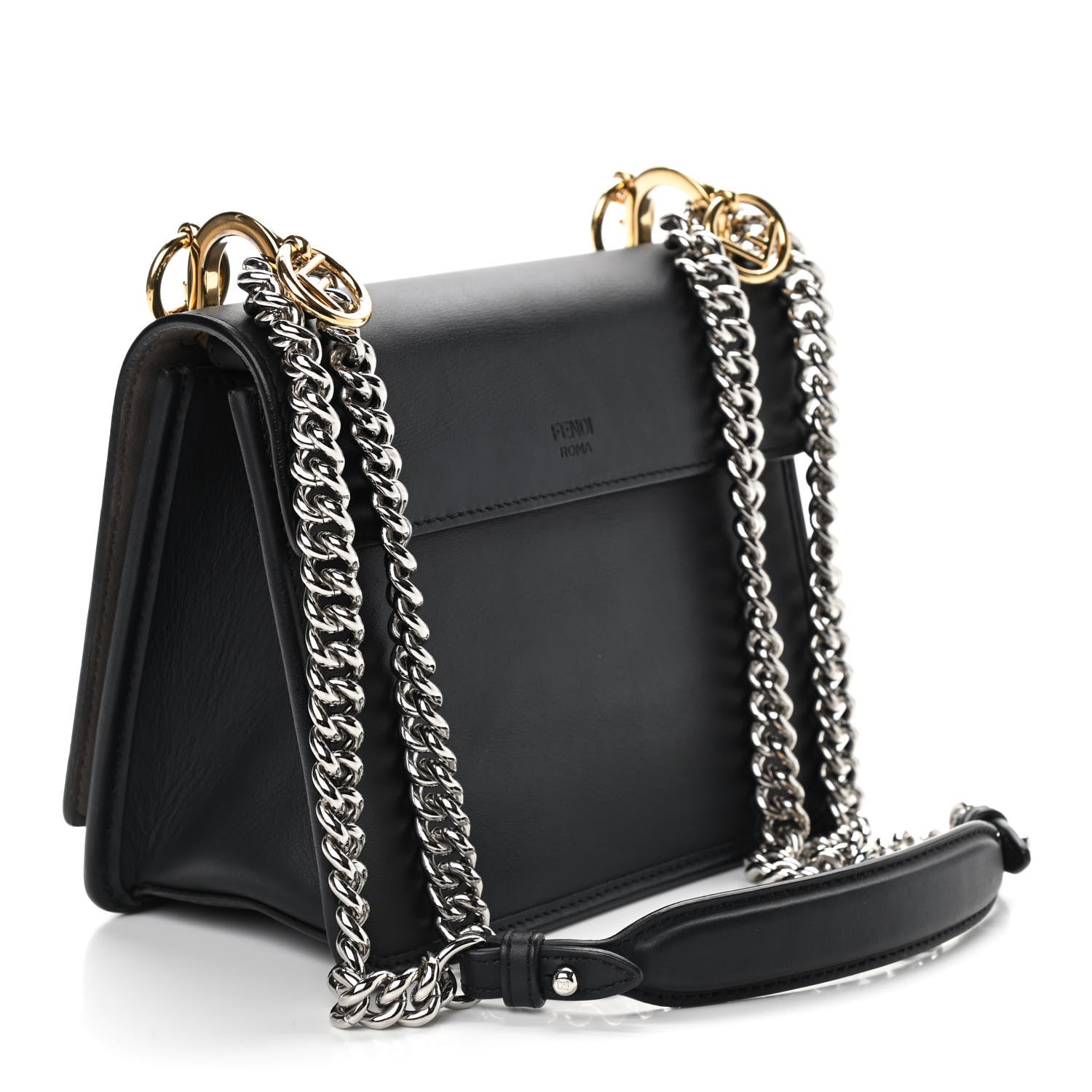 Fendi Vitello Century Opaco F is Fendi Small Kan I Shoulder Bag Black 3 of 9