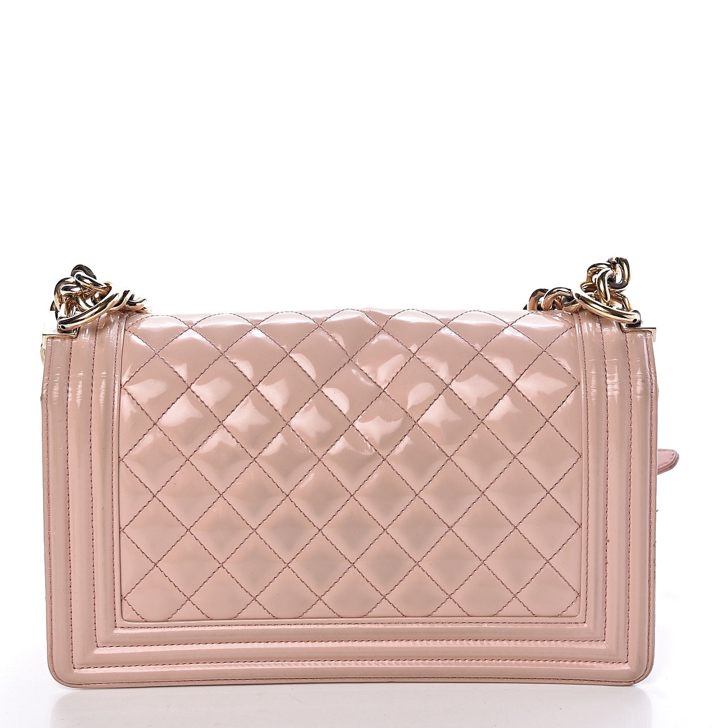 Patent Calfskin Quilted Medium Boy Flap Light Pink