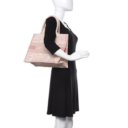 Christian Dior Canvas Embroidered Medium Dioriviera Toile De Jouy Book Tote Rose 2 of 10