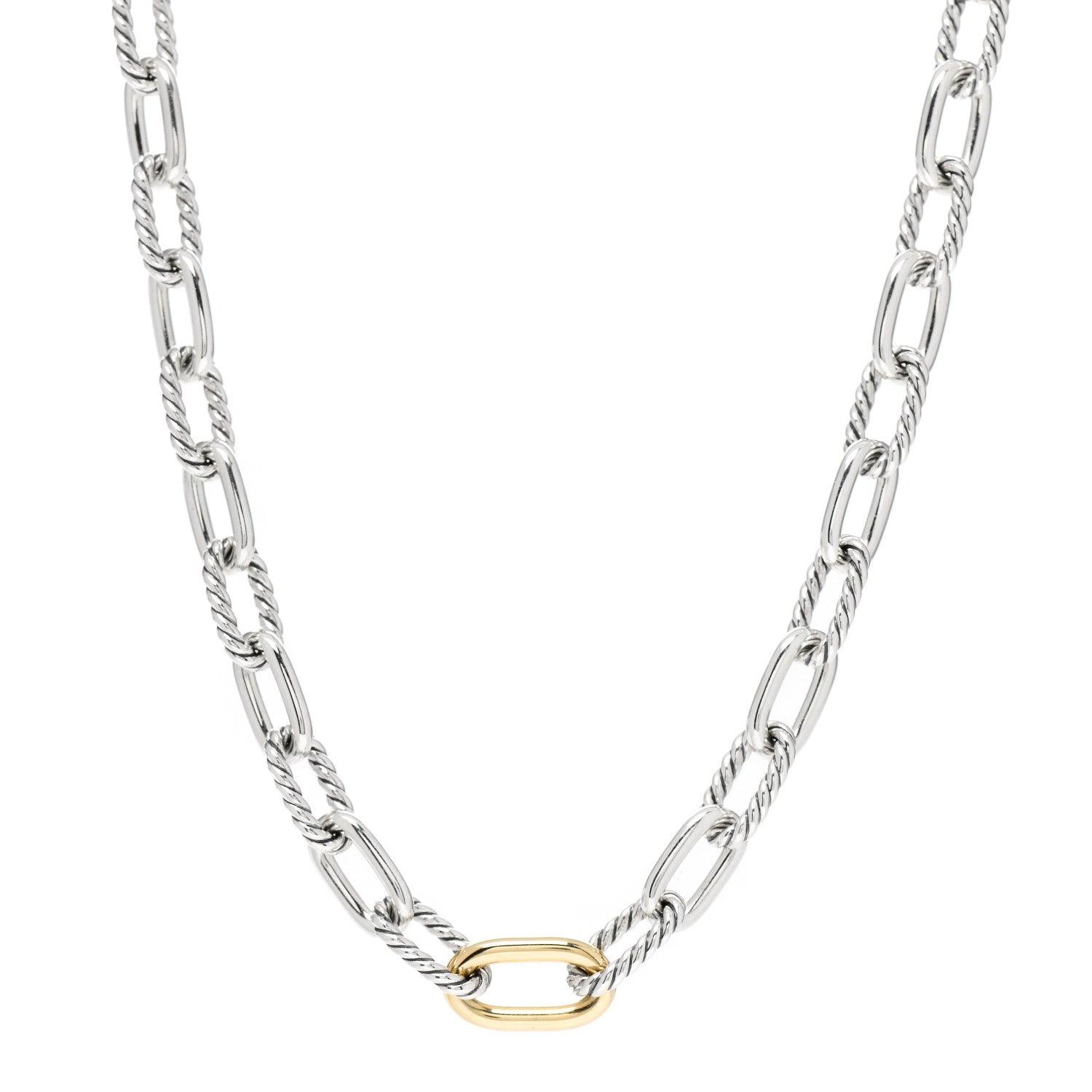 David Yurman Sterling Silver 18K Yellow Gold 8.5mm Madison Chain Necklace 1 of 4