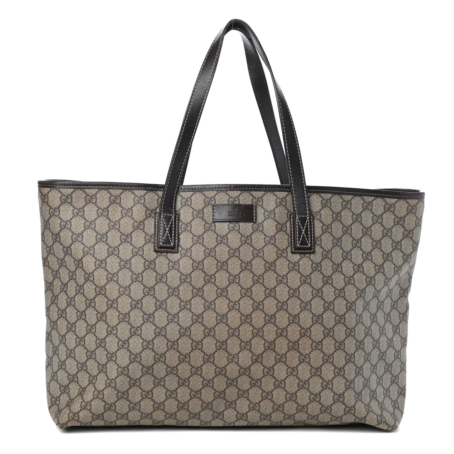 GG Supreme Monogram Large Zippered Shopping Tote Brown
