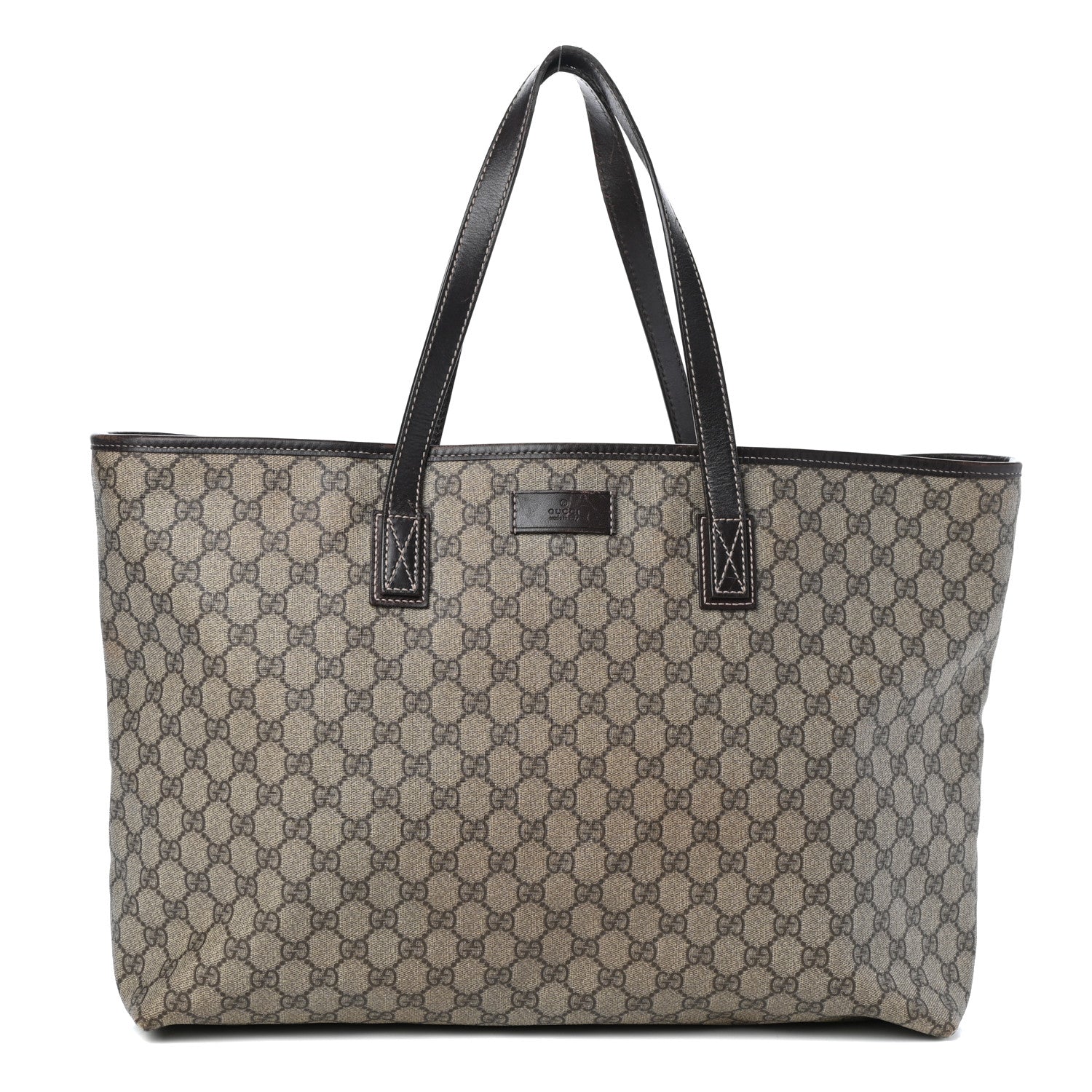 Gucci GG Supreme Monogram Large Zippered Shopping Tote Brown 1 of 9