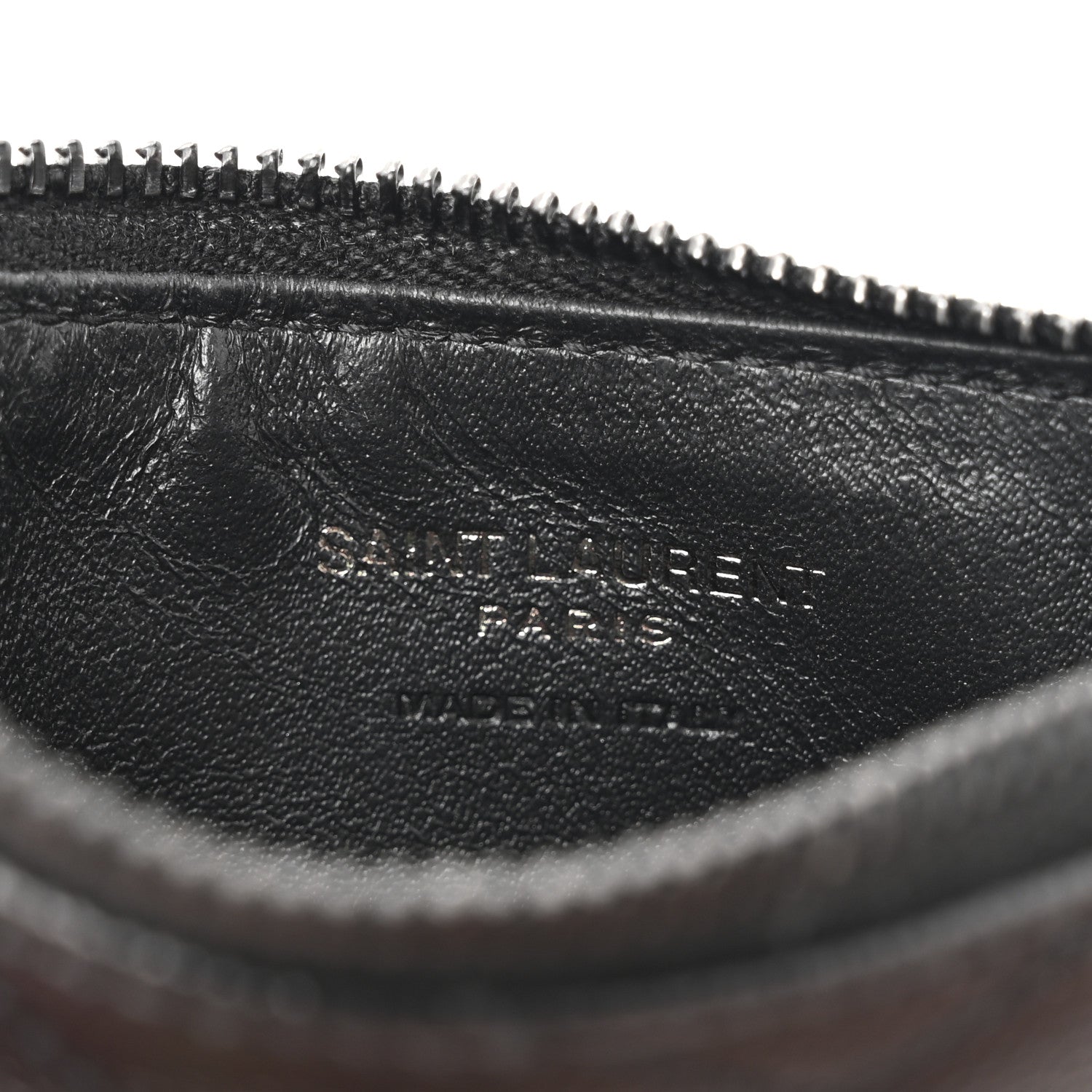 Saint Laurent Grain De Poudre Matelasse Chevron Monochrome Fragments Zippered Card Case Black 6 of 8