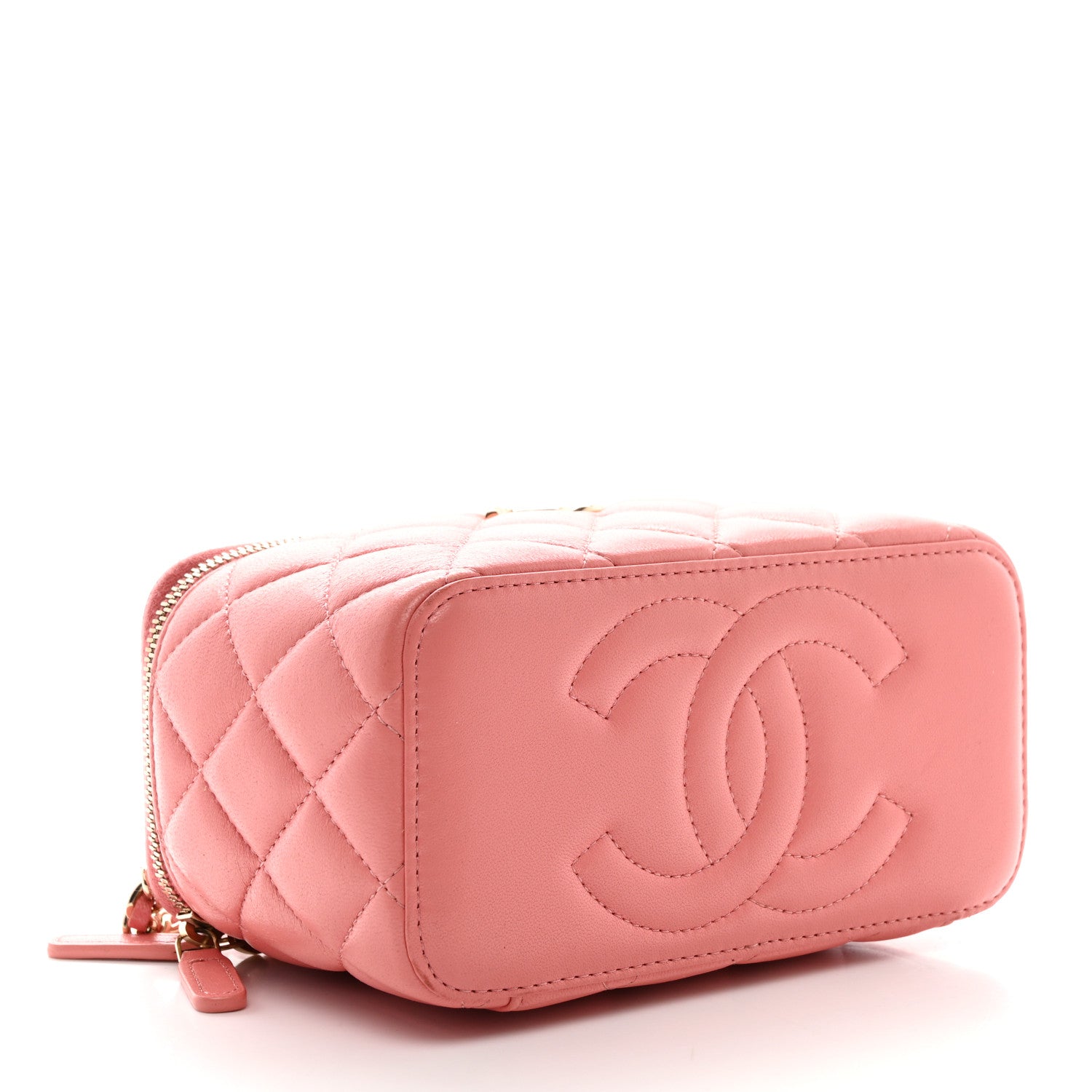 Chanel Lambskin Quilted Small Charming Top Handle Vanity Case With Chain Pink 4 of 11