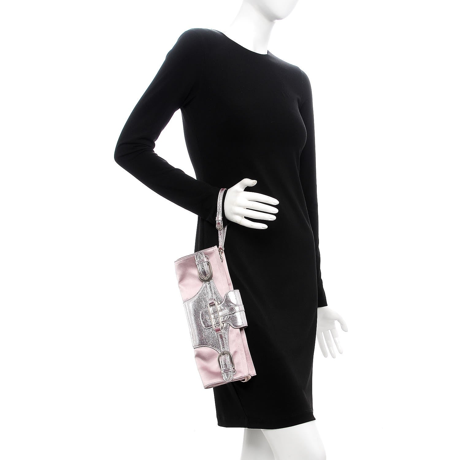 Jimmy Choo Satin Metallic Calfskin Tulita Clutch Pink 2 of 9