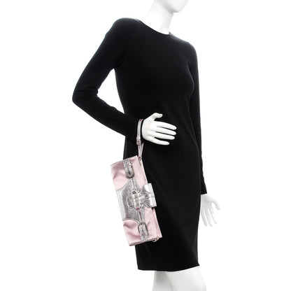 Jimmy Choo Satin Metallic Calfskin Tulita Clutch Pink 2 of 9