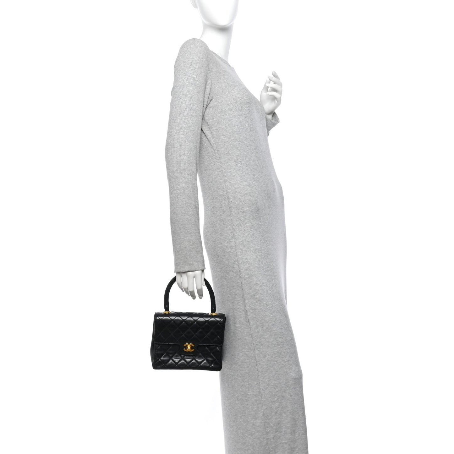 Lambskin Quilted Mini Kelly Flap Bag Black