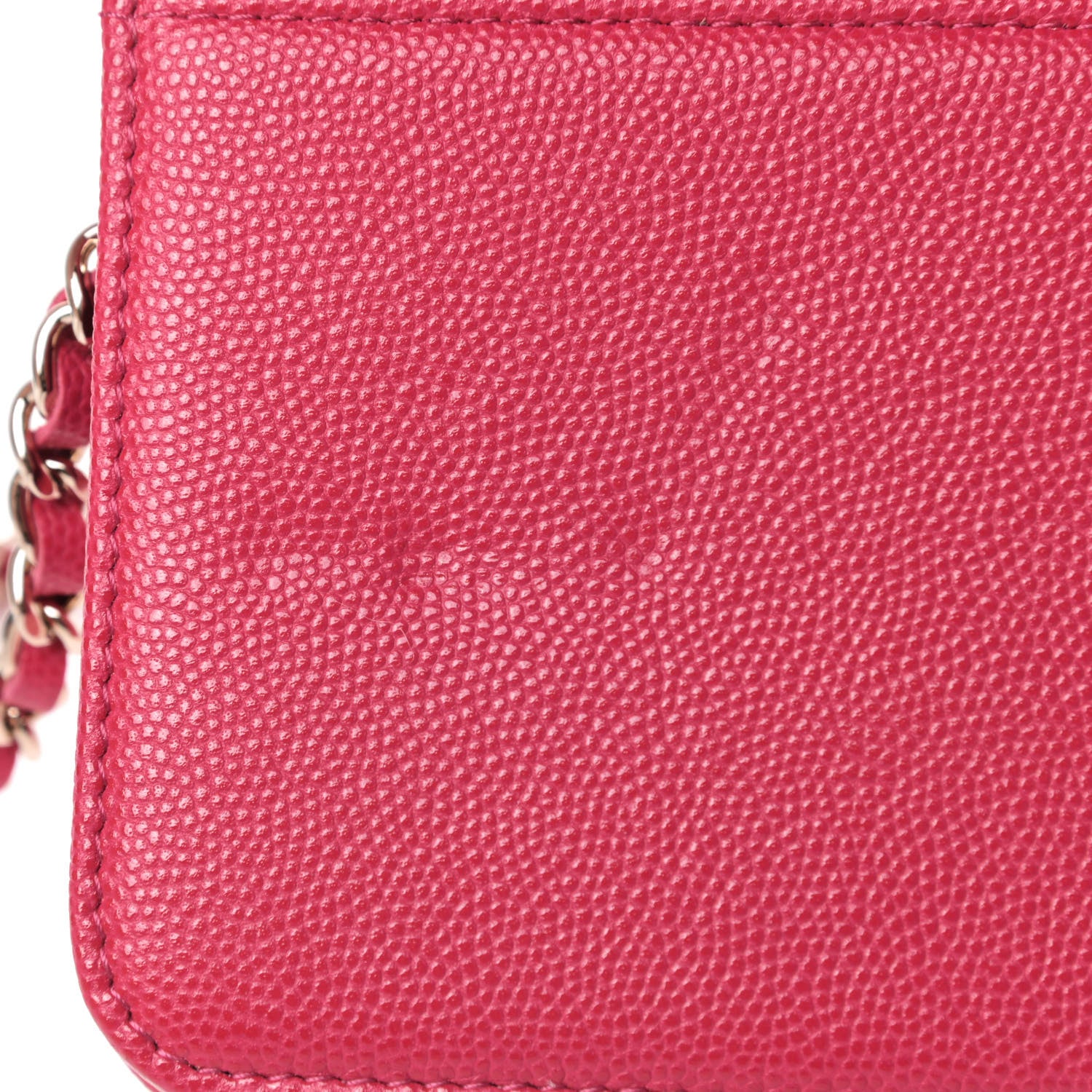Chanel Caviar Camellia Embossed Wallet On Chain WOC Fuschia 5 of 5
