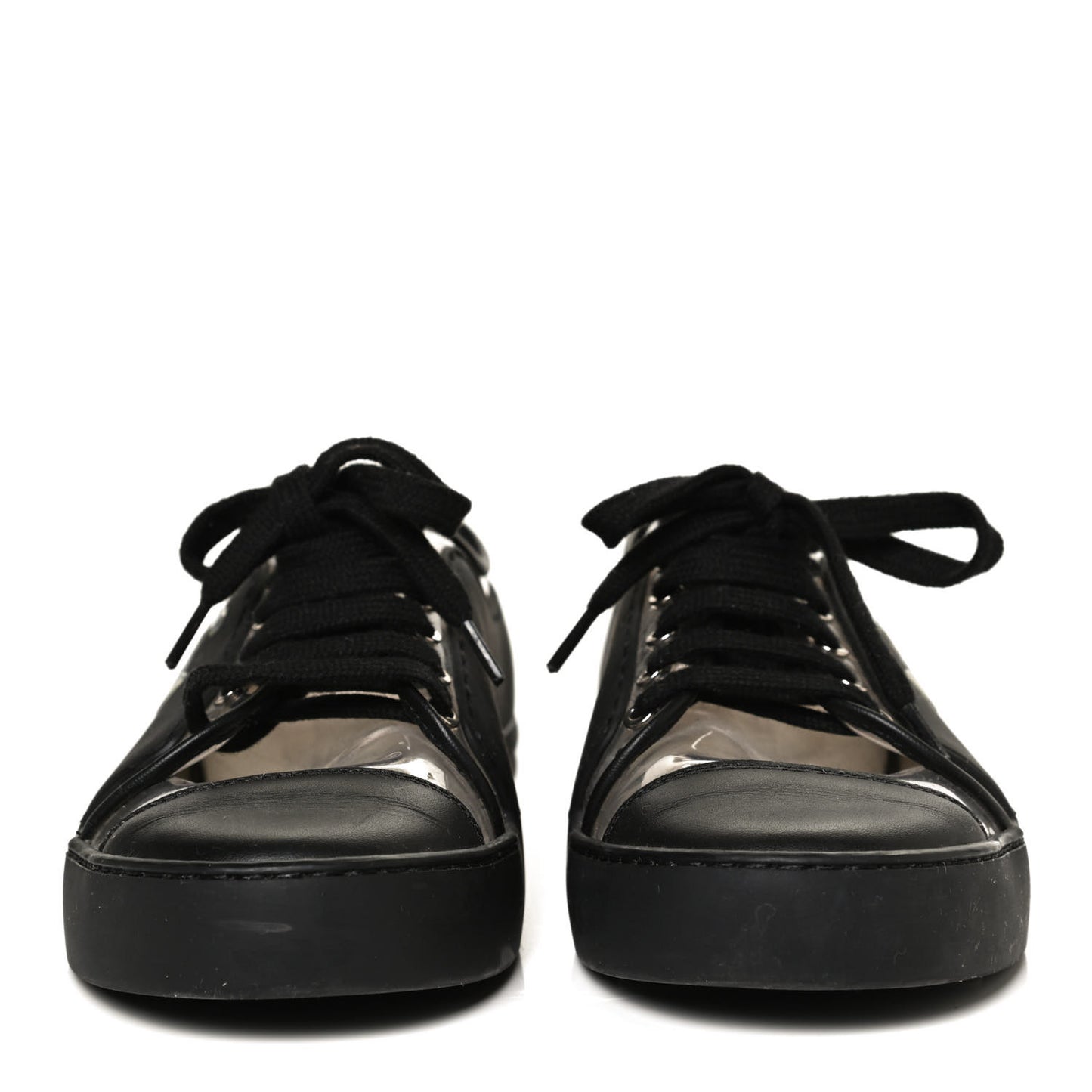 Calfskin PVC Womens CC Sneakers 38 Black Transparent