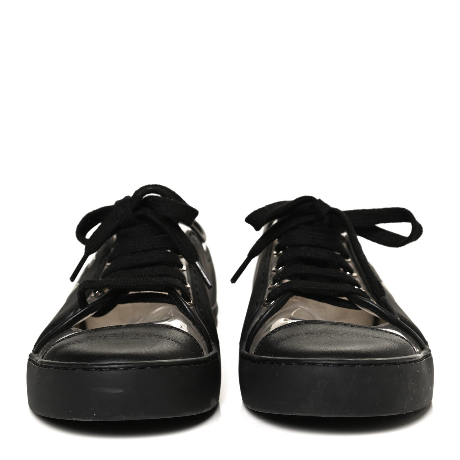 Chanel Calfskin PVC Womens CC Sneakers 38 Black Transparent 2 of 10