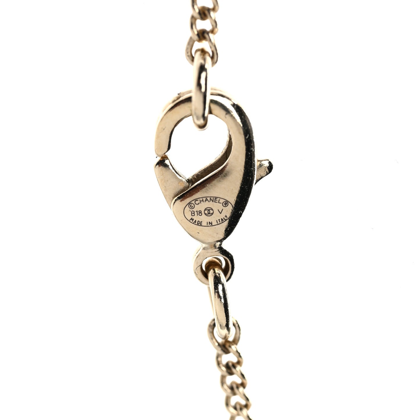 Baguette Crystal Quilted CC Pendant Necklace Gold