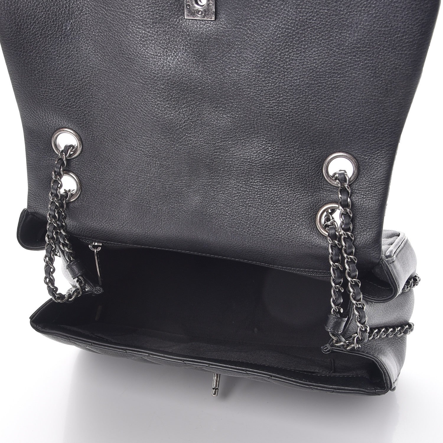 Chanel Calfskin Quilted Medium Frame In Chain Flap Black 5 of 7