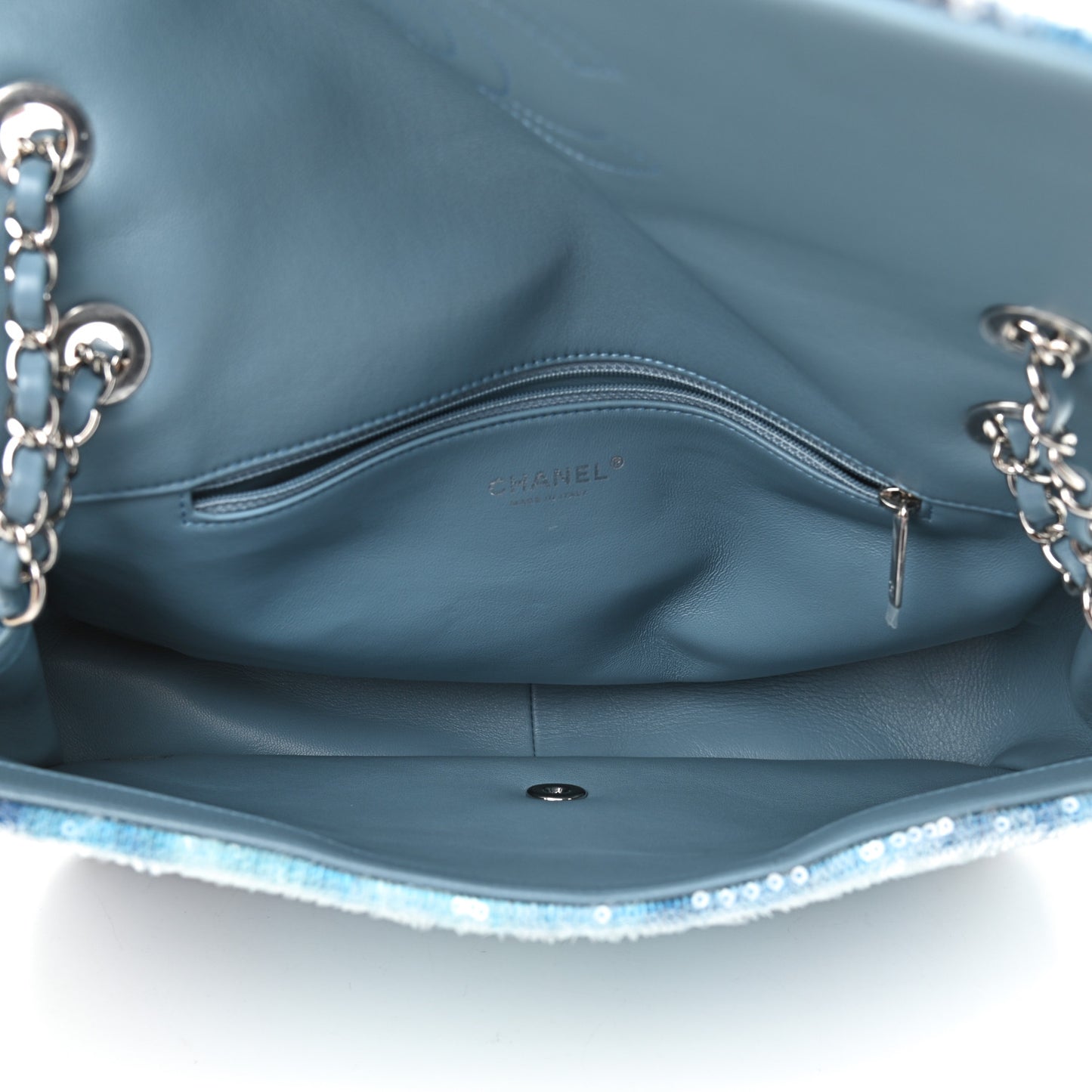 Sequin Large Waterfall Flap Light Blue