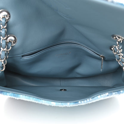 Chanel Sequin Large Waterfall Flap Light Blue 5 of 9