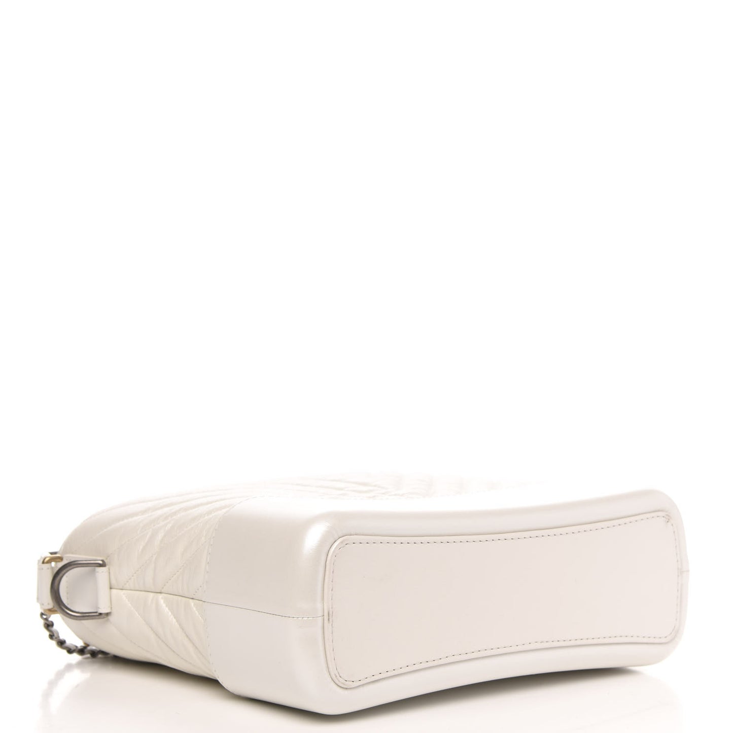 Aged Calfskin Chevron Quilted Medium Gabrielle Hobo White