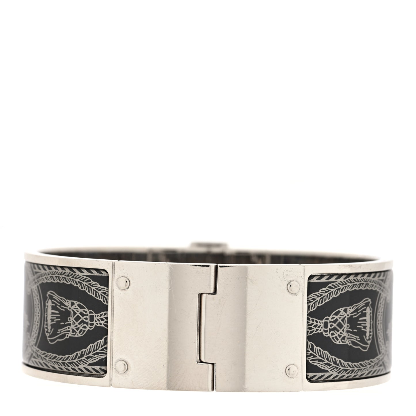 Enamel Printed Wide Charniere Grand Apparat Hinged Bracelet S