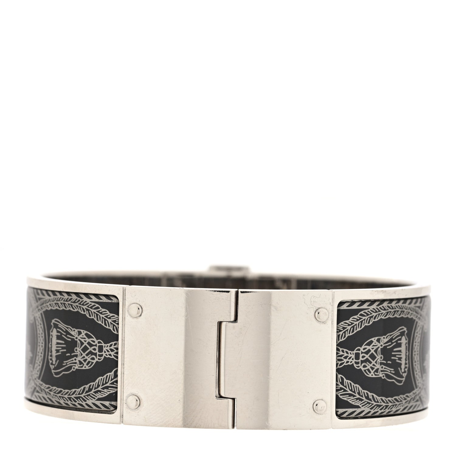 Hermes Enamel Printed Wide Charniere Grand Apparat Hinged Bracelet S 3 of 4
