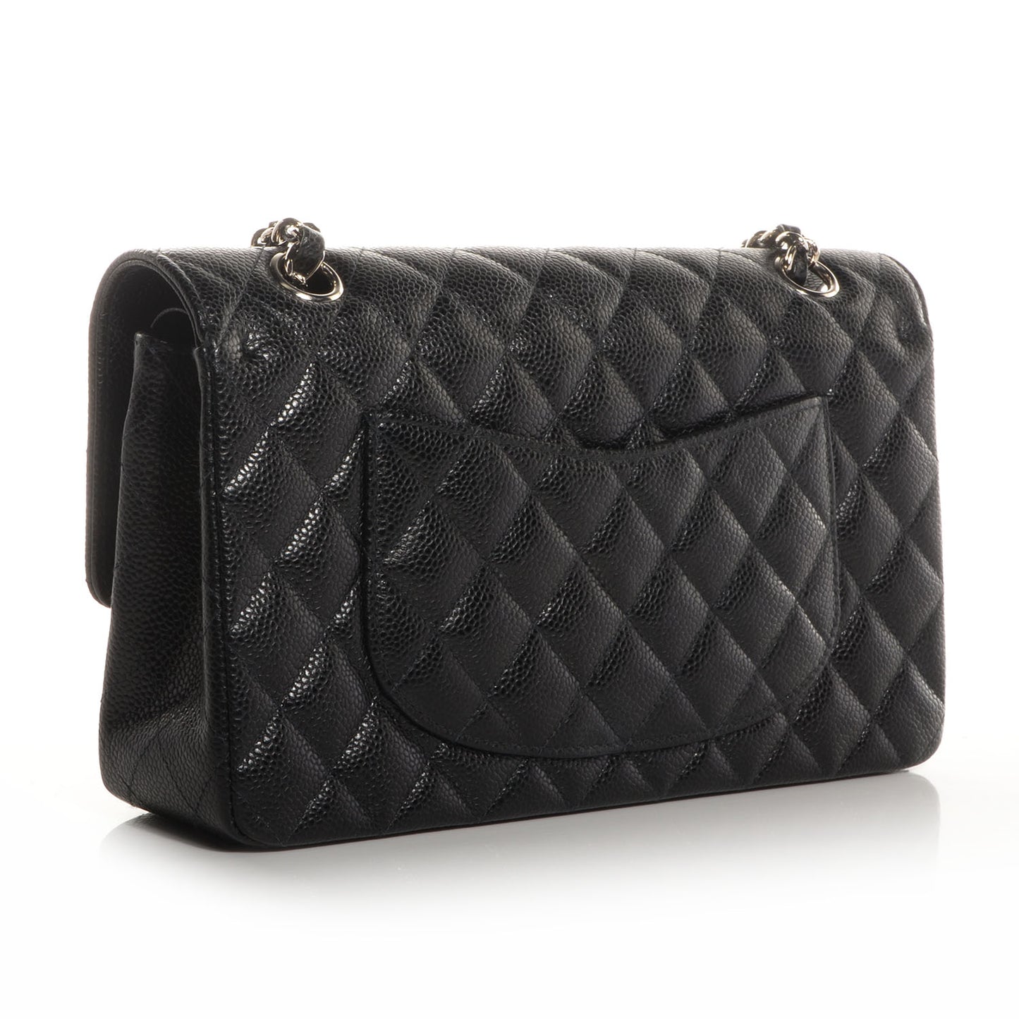 Caviar Quilted Medium Double Flap Black
