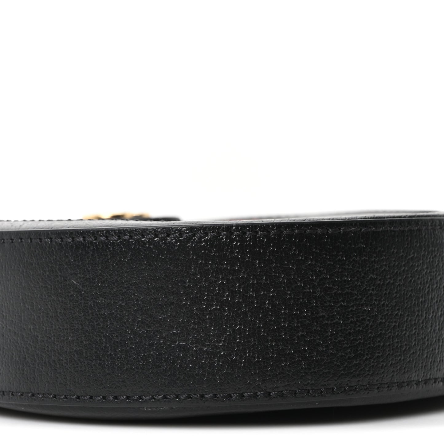 Grained Calfskin Web Mini Ophidia Round Shoulder Bag Black