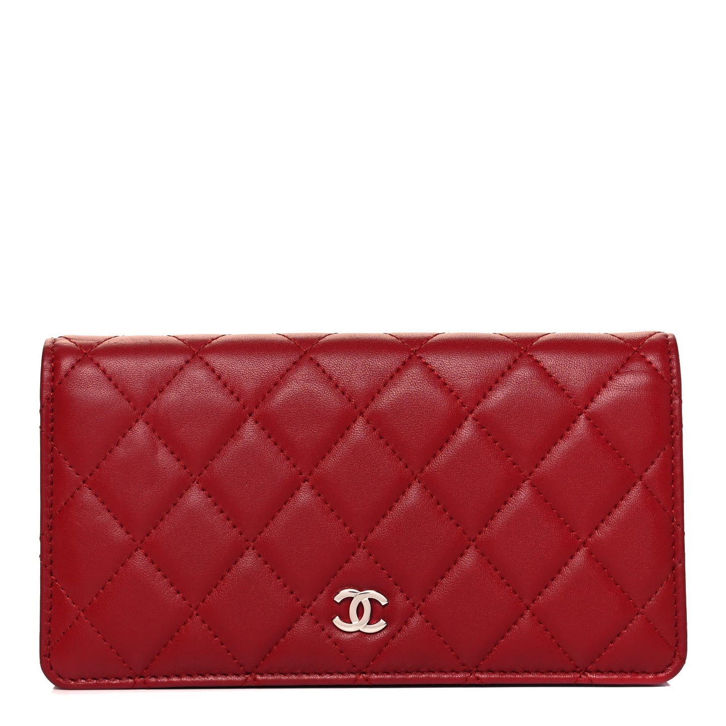 Lambskin Quilted Yen Wallet Red