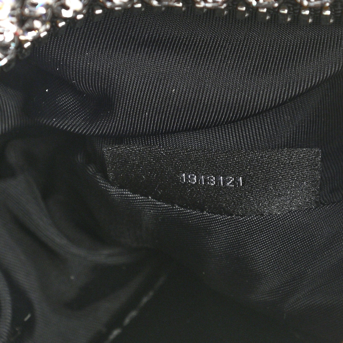Mesh Crystal Rhinestone Mini Heiress Pouch Black Silver