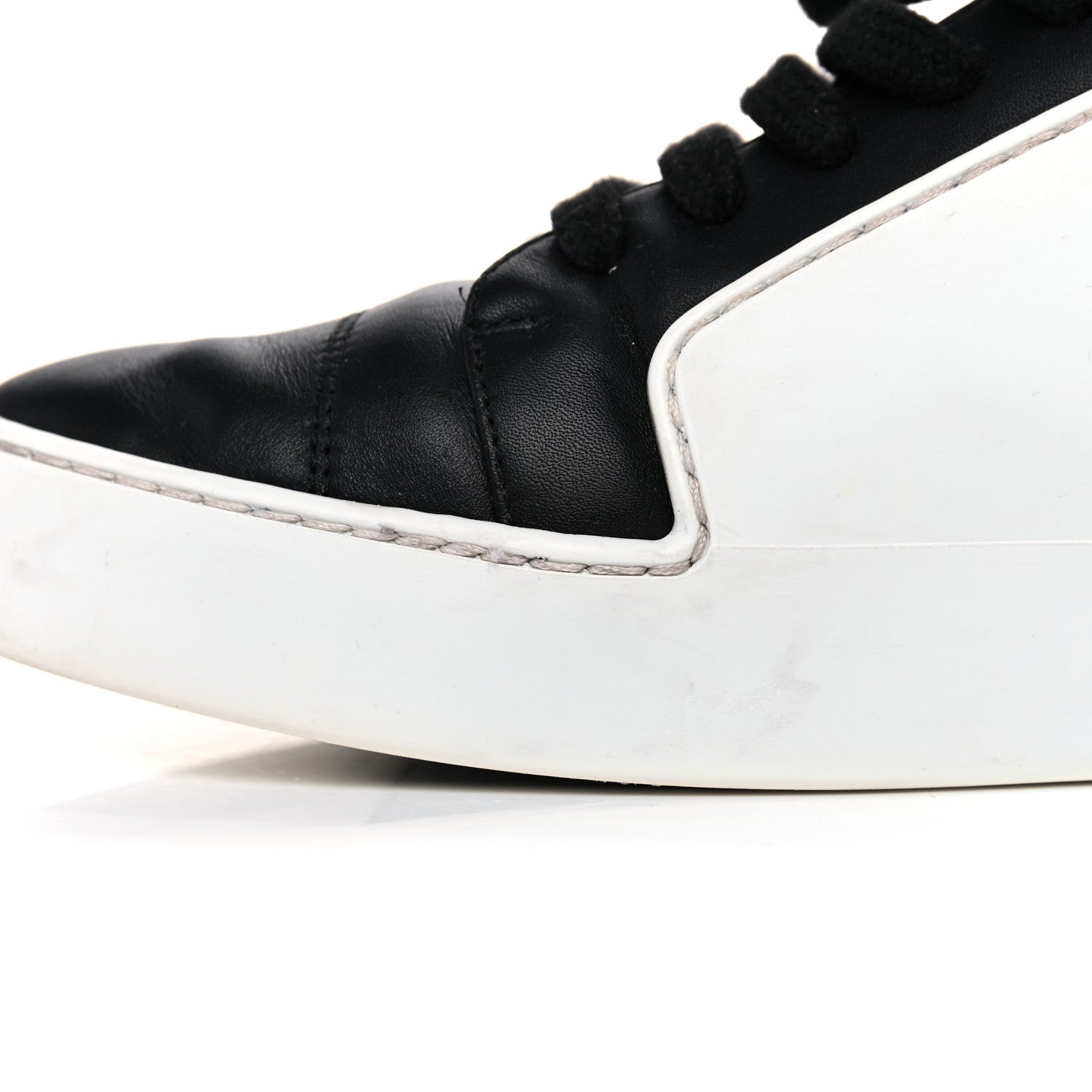 Chanel Calfskin Womens CC Sneakers 39.5 Black White 10 of 16