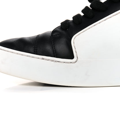 Chanel Calfskin Womens CC Sneakers 39.5 Black White 10 of 16
